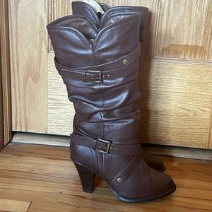 Brown heeled boots